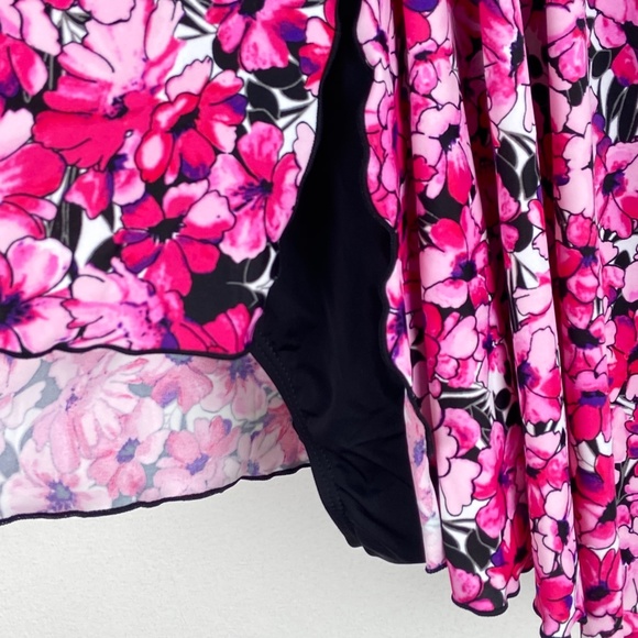 Fit 4 U V-Neck Babydoll Flyaway Swim Dress Pink - Picture 5 of 8